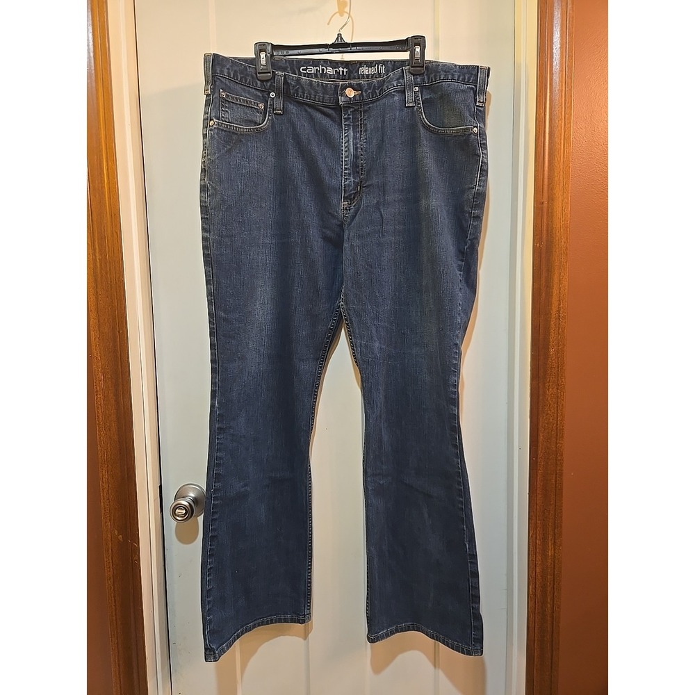 CARHARTT Mens Relaxed Fit Straight Leg Denim Jeans 42 x 32 Zip Dark Wash
